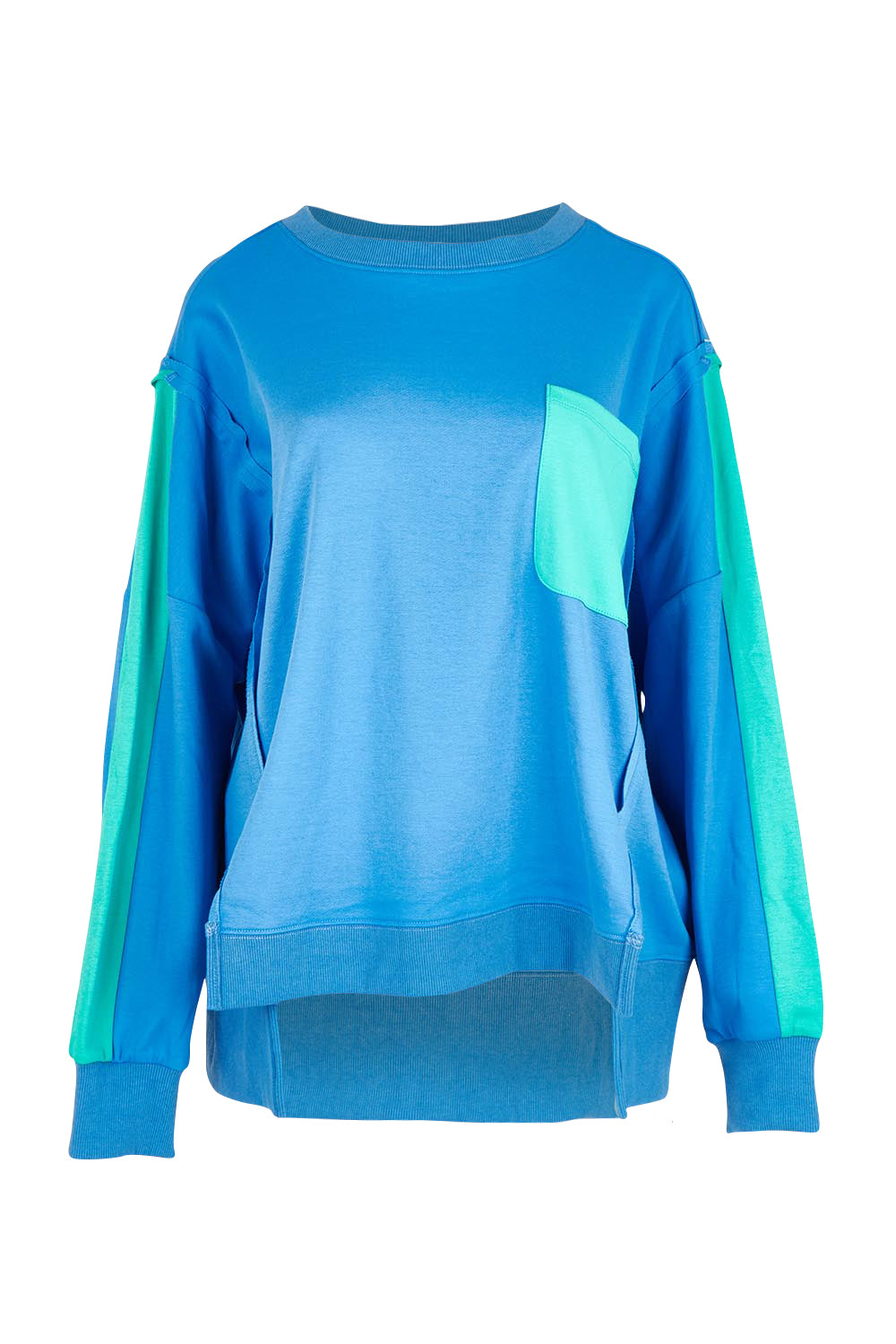 Product shot of the Tania Sweatshirt in colour Bluegreen (Blue), from the front