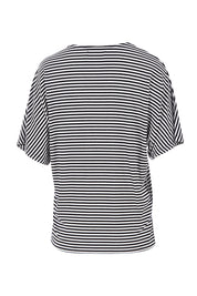 Product shot of the Malta Tee in colour Blkwhite (Black), from the back