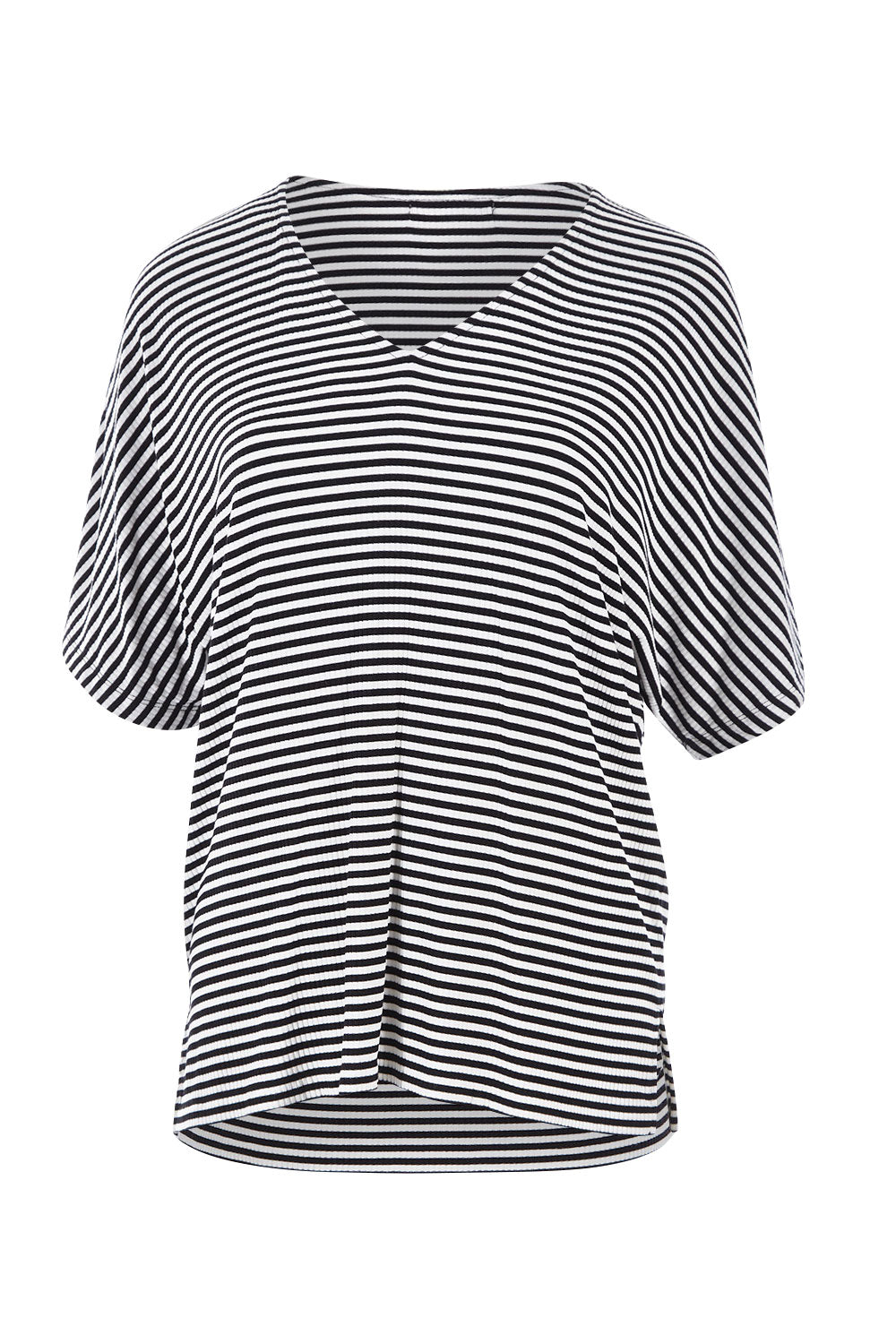 Product shot of the Malta Tee in colour Blkwhite (Black), from the front