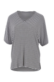 Product shot of the Malta Tee in colour Blkwhite (Black), from the front