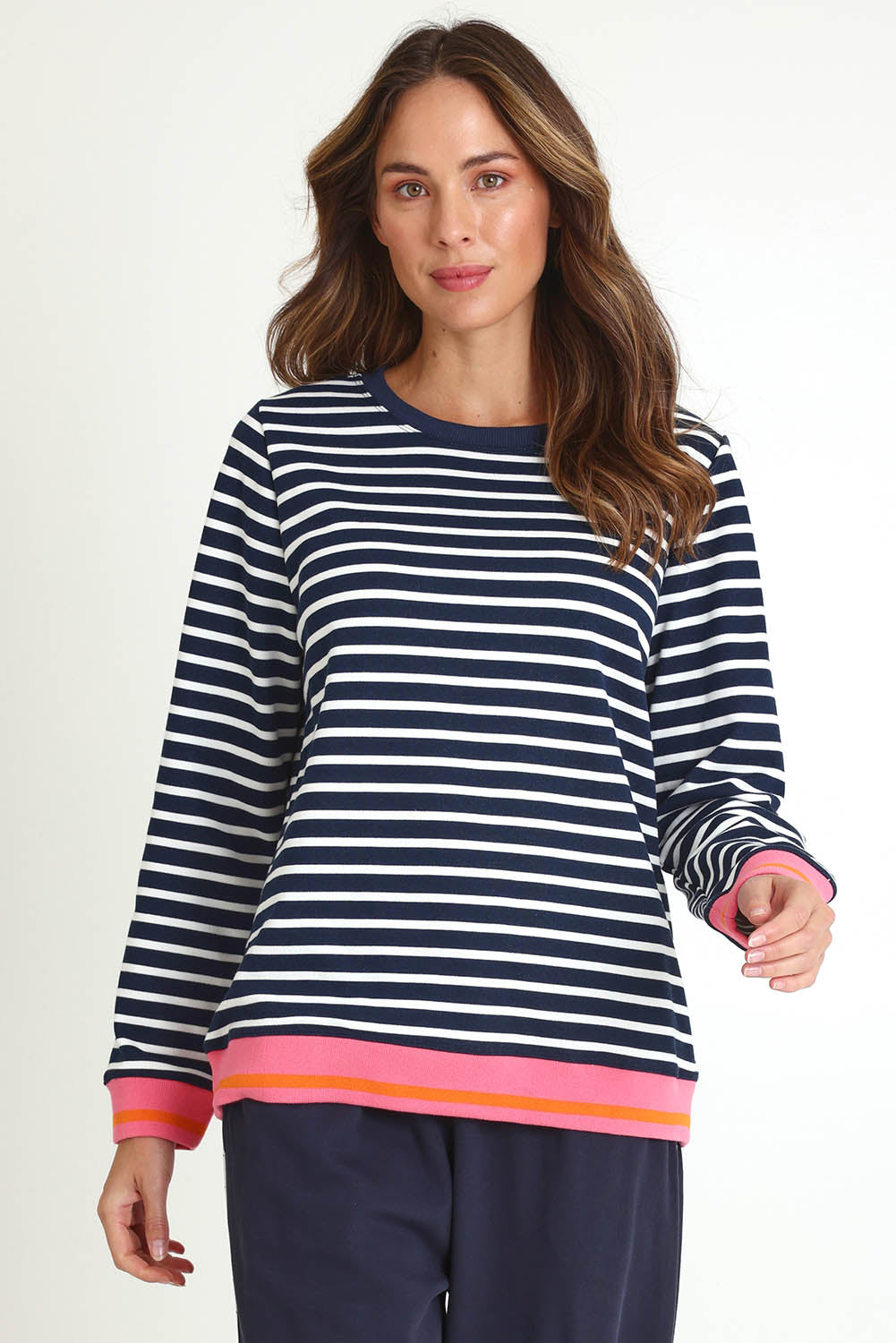 Tide Cotton Blend Sweatshirt – Navywhite