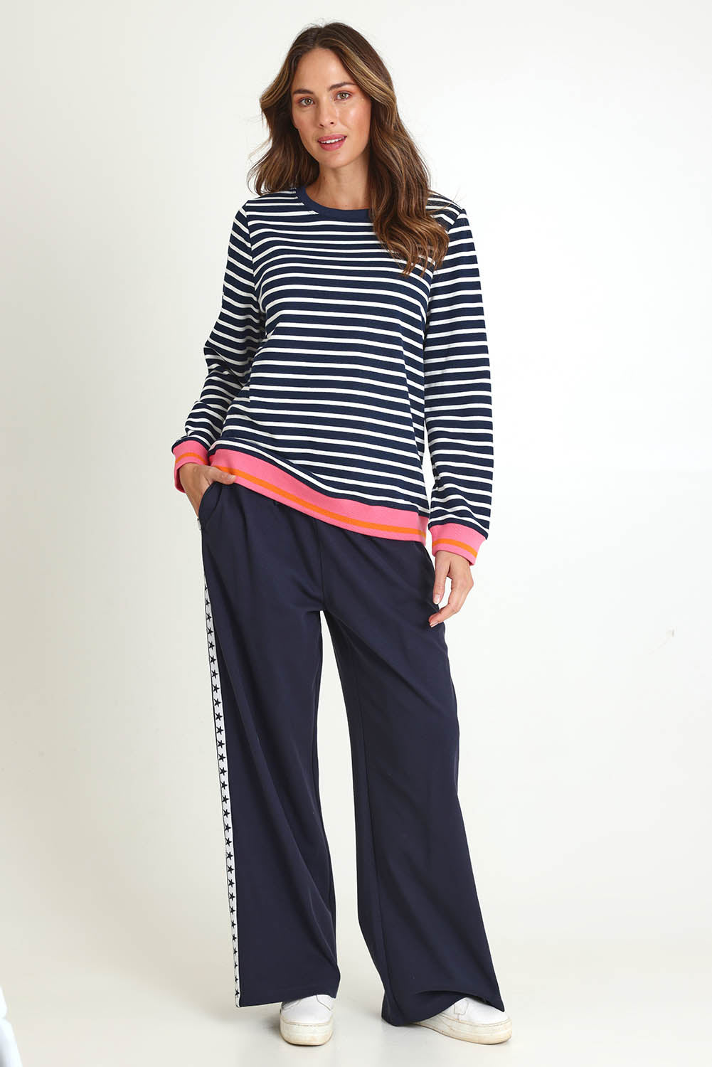 Tide Cotton Blend Sweatshirt – Navywhite