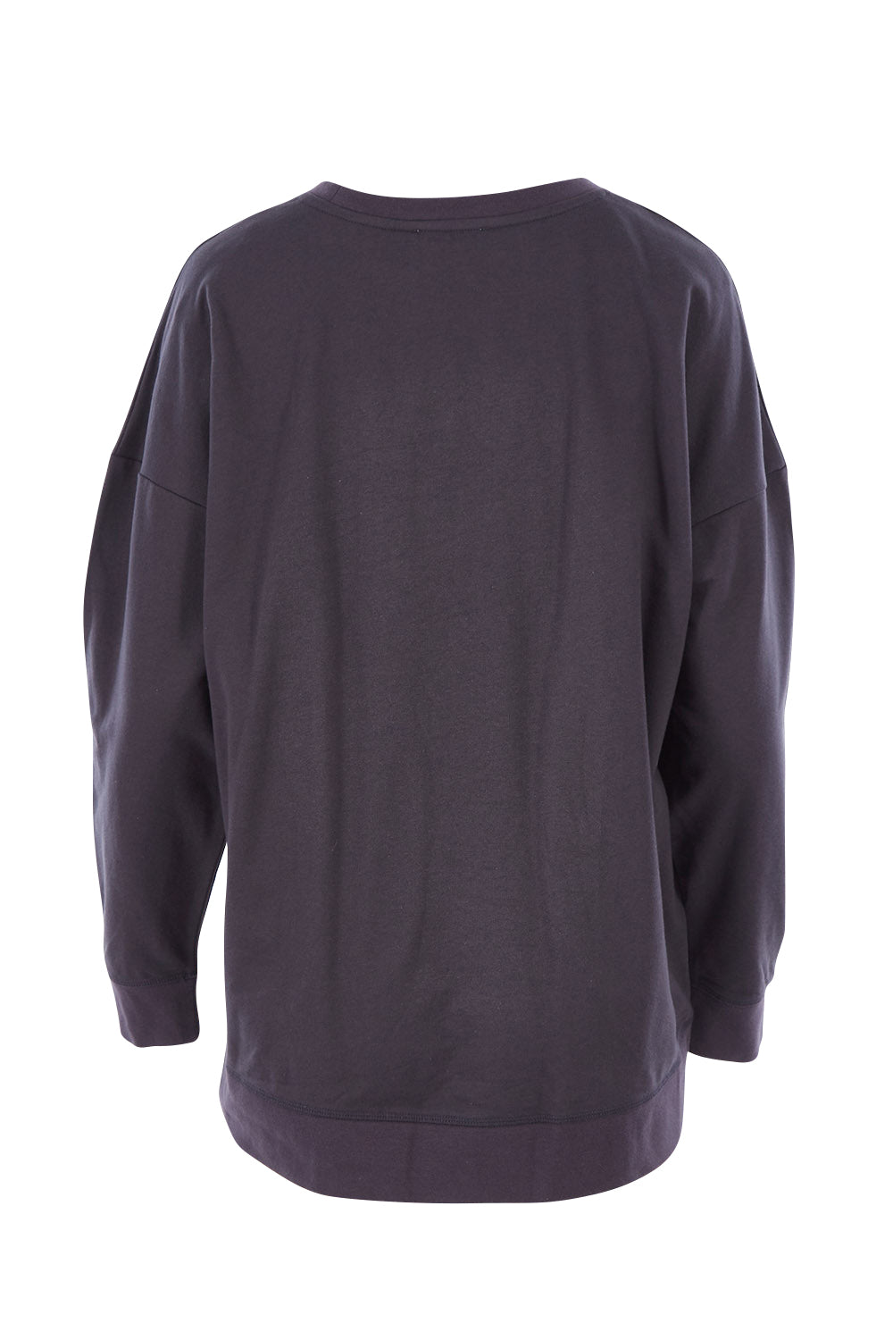 Product shot of the Poppy Sweat in colour Bolt (Grey), from the back