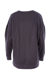 Product shot of the Poppy Sweat in colour Bolt (Grey), from the back
