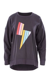 Product shot of the Poppy Sweat in colour Bolt (Grey), from the front