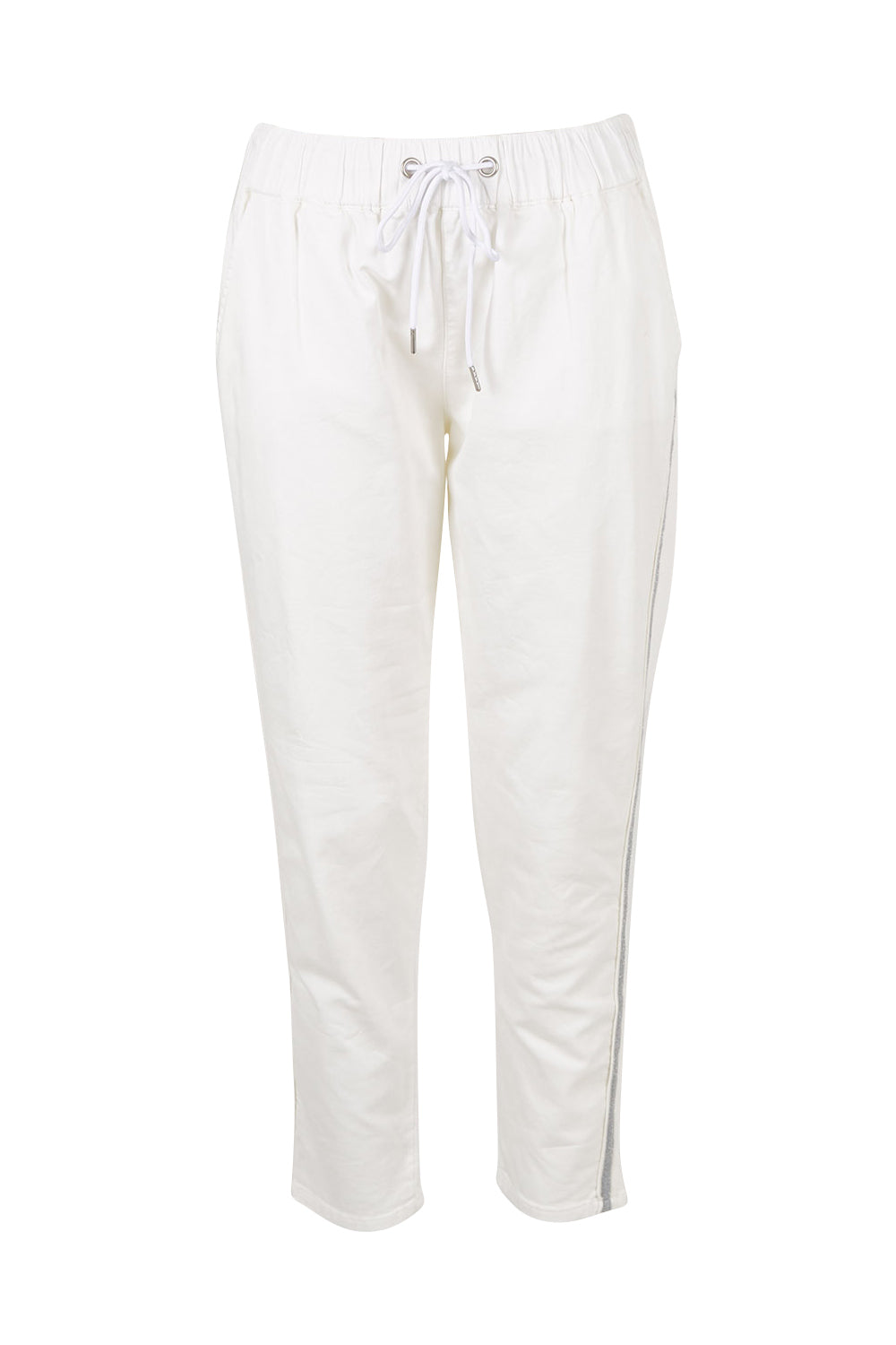 Product shot of the Brooks Jean in colour White (White), from the front