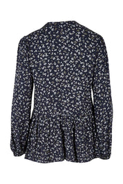 Product shot of the Lexton Blouse in colour Floral (Black), from the back