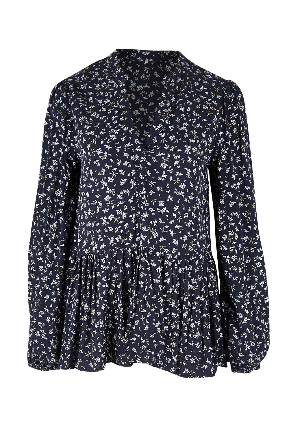 Product shot of the Lexton Blouse in colour Floral (Black), from the front