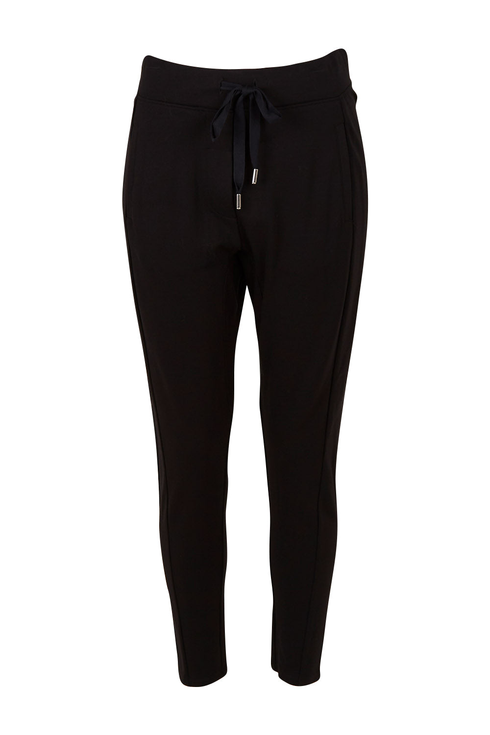 Product shot of the Leo Ponte Jogger in colour Black (Black), from the front
