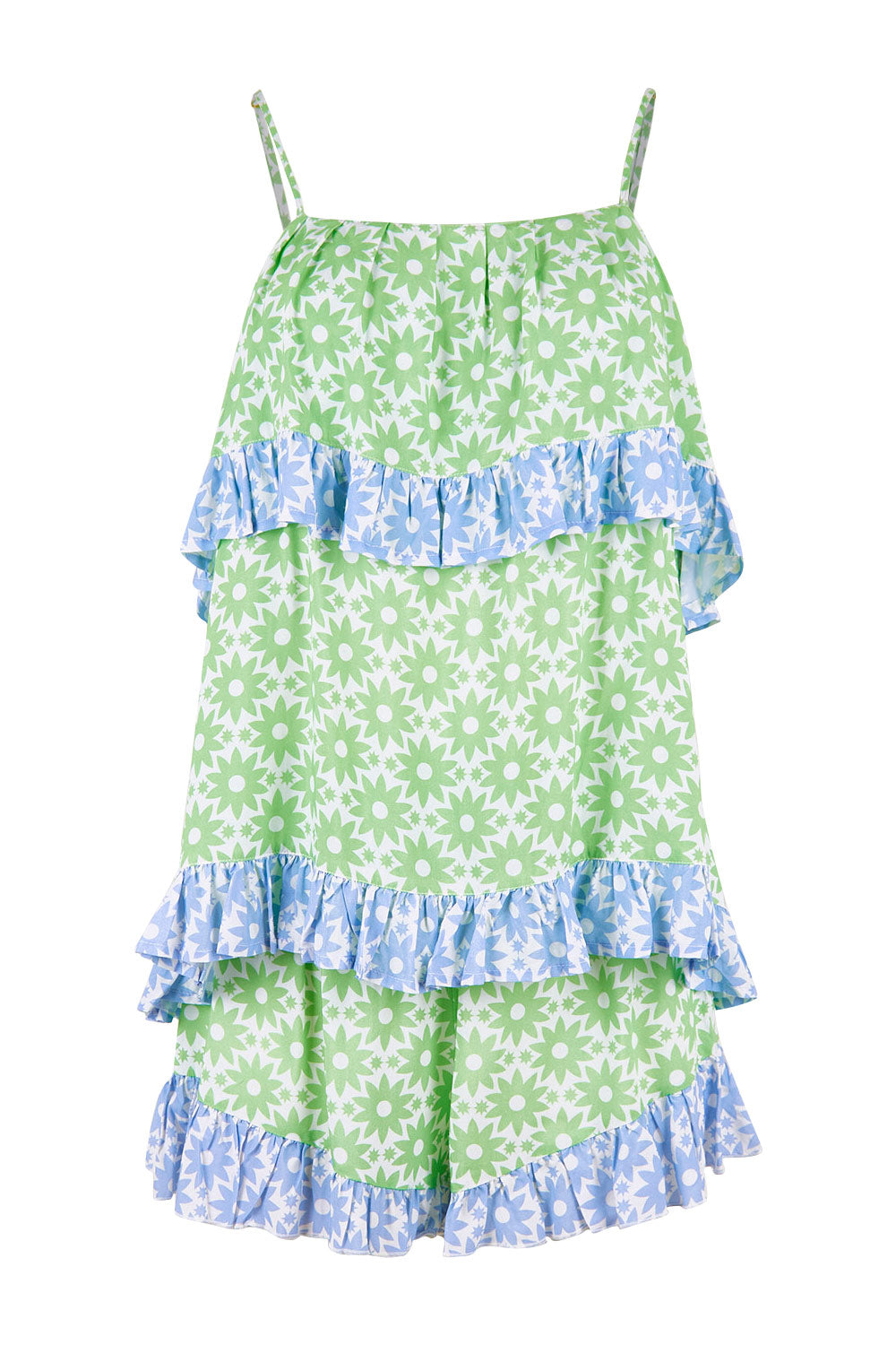 Product shot of the Tranquility Cami Set in colour Flormosaic (Green), from the front