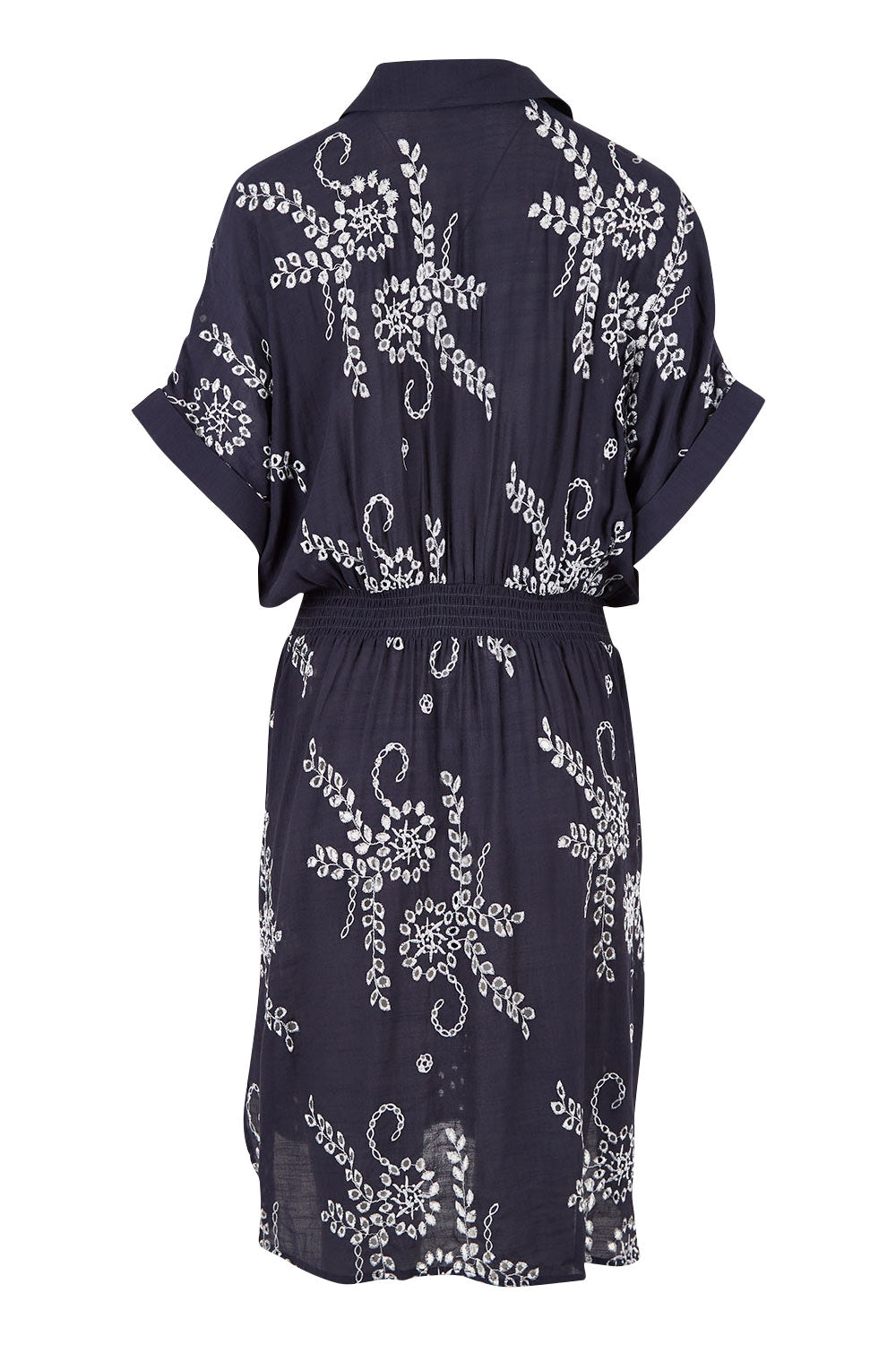 Preloved Embroidery Shirt Dress - Navy
