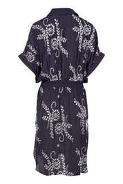 Preloved Embroidery Shirt Dress - Navy