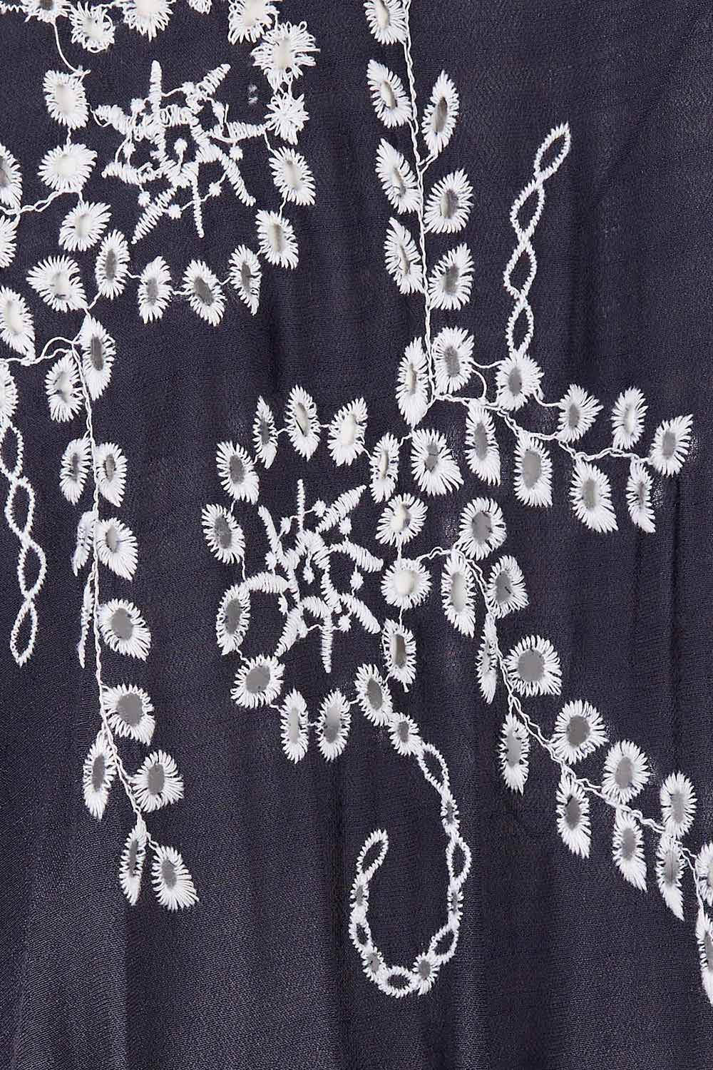 Product shot of the Embroidery Shirt Dress in colour Navy (Blue), detail