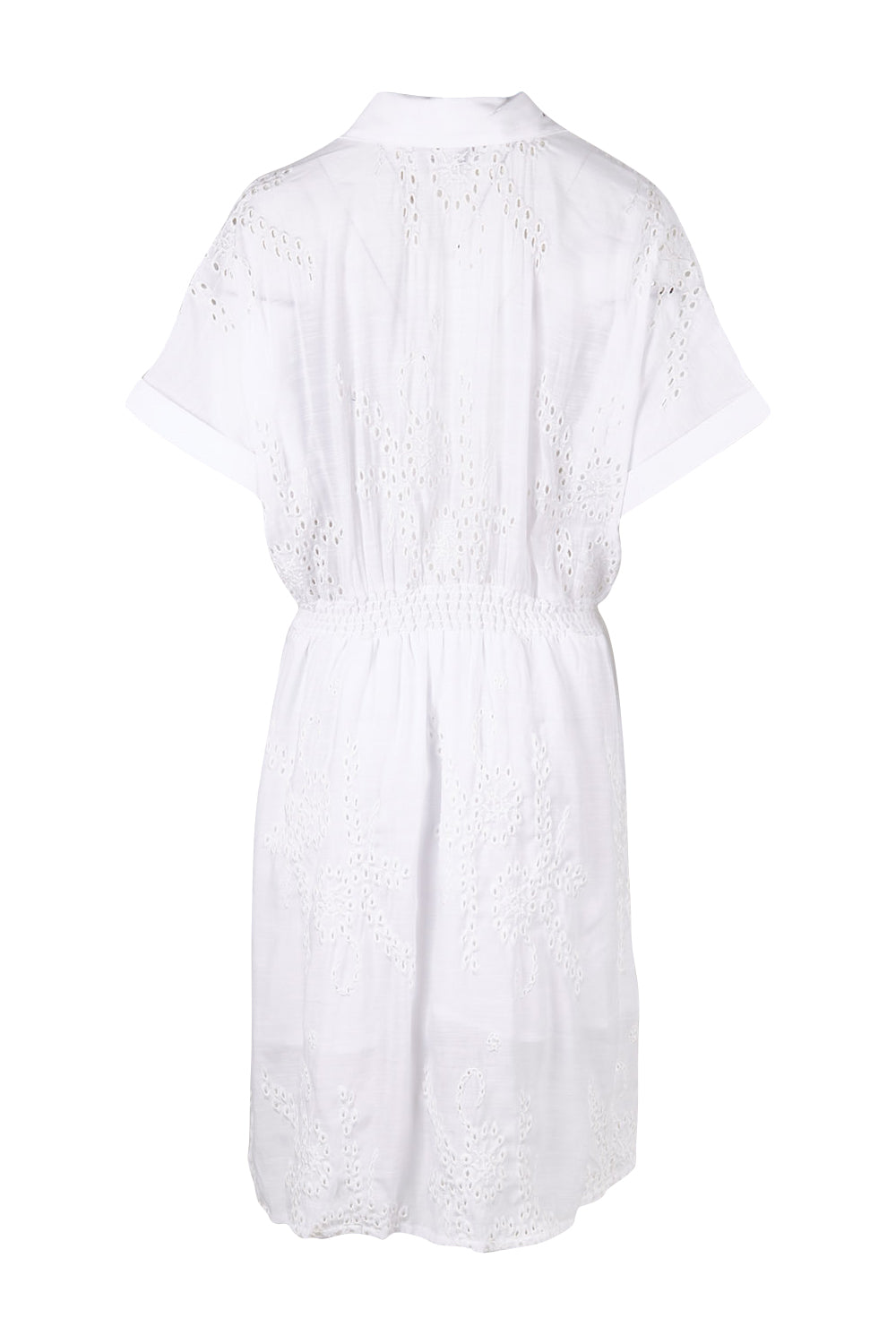 Product shot of the Embroidery Shirt Dress in colour White (White), from the back