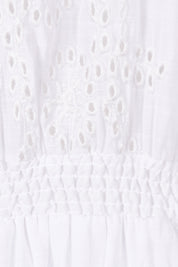 Product shot of the Embroidery Shirt Dress in colour White (White), detail