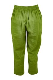 Product shot of the Positano Linen Pant in colour Lemongrass (Green), from the back