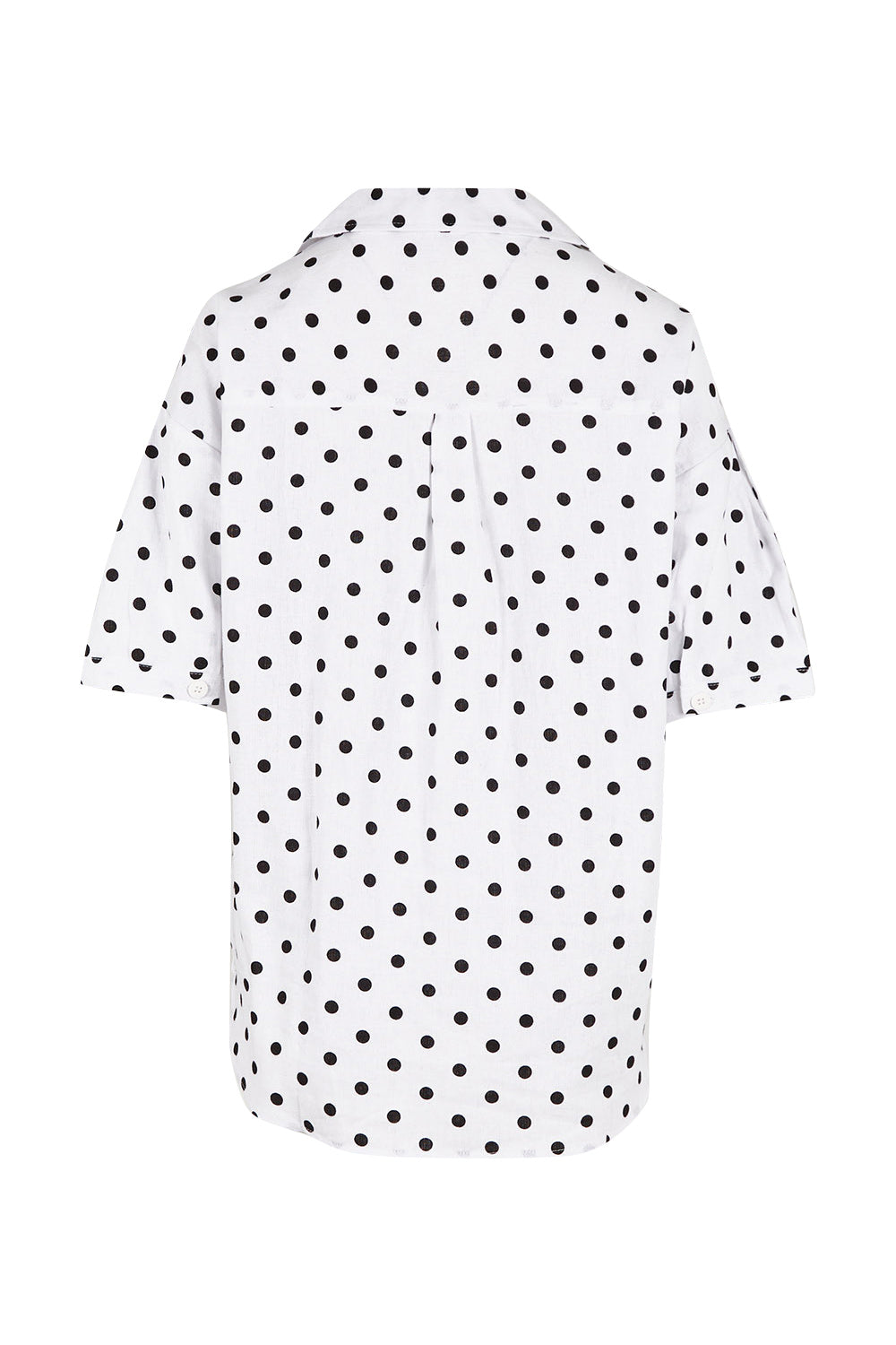 Product shot of the Catania Linen Shirt in colour Polkadot (White), from the back