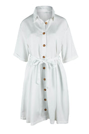 Product shot of the Miley Lyocell Shirt Dress in colour White (White), from the front