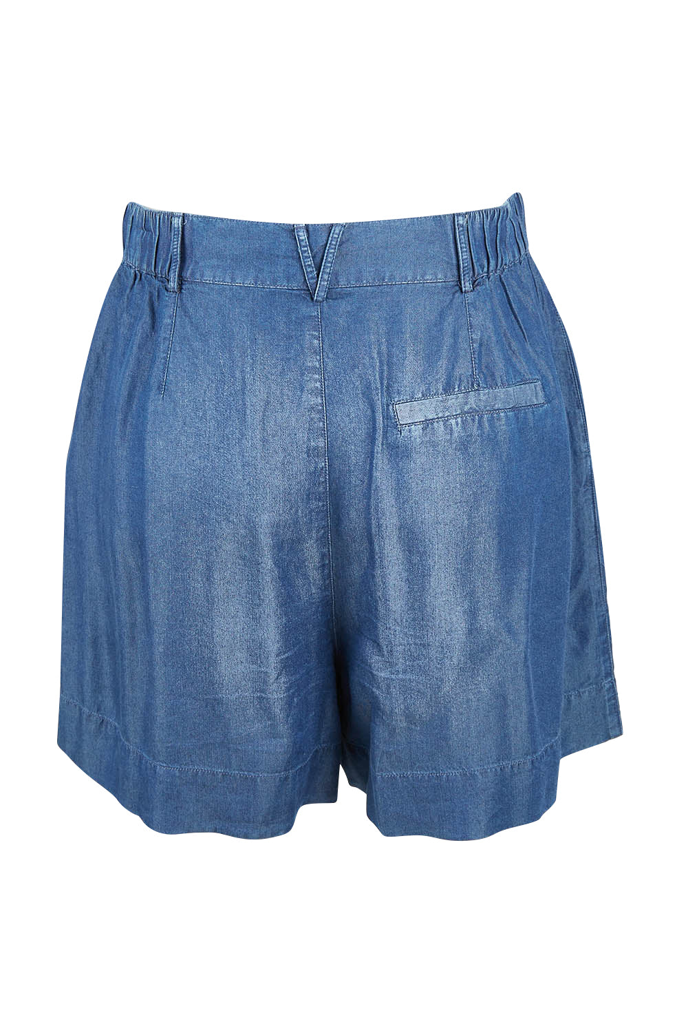 Product shot of the Gabriella Lyocell Short in colour Bluehaze (Blue), from the back