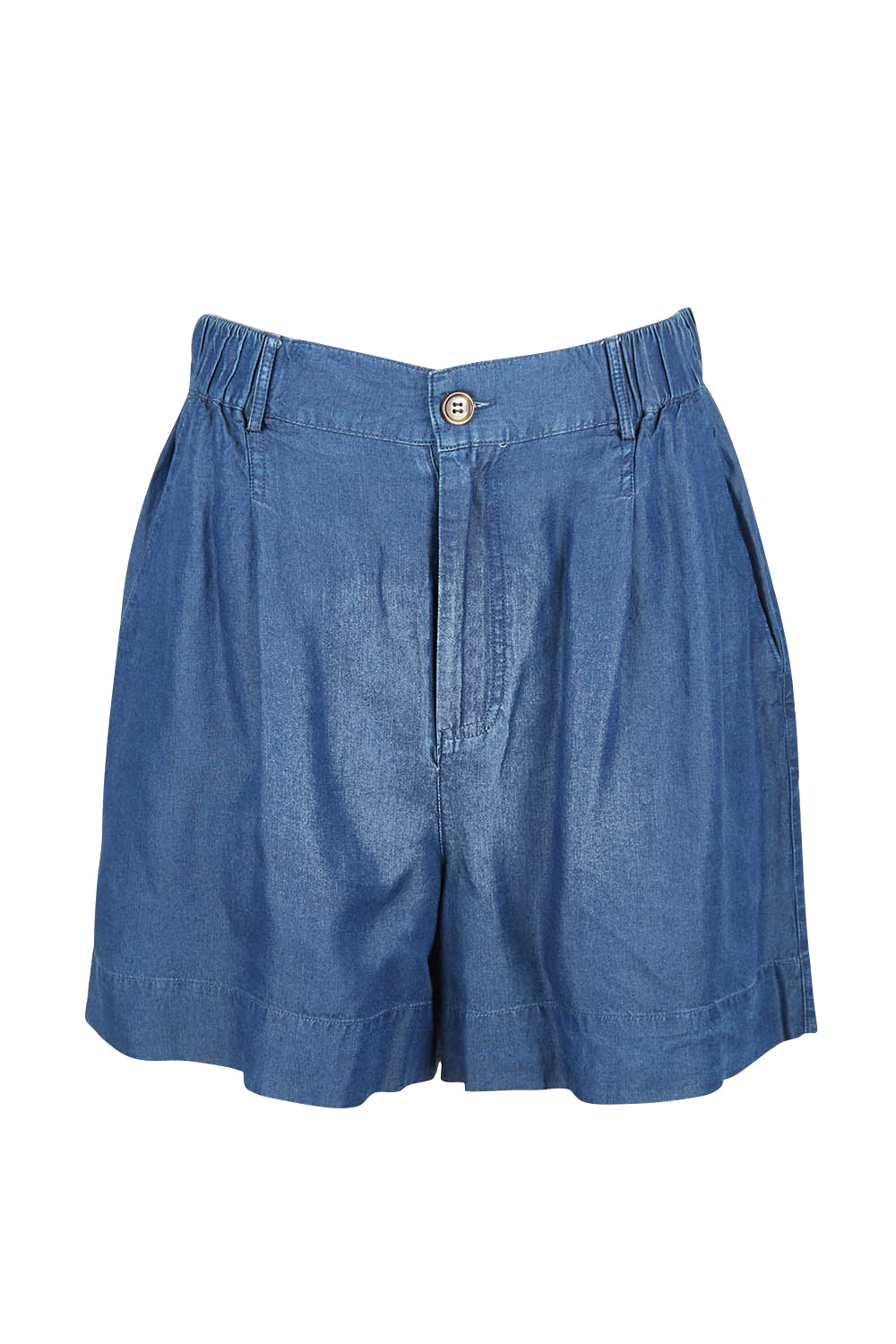 Product shot of the Gabriella Lyocell Short in colour Bluehaze (Blue), from the front