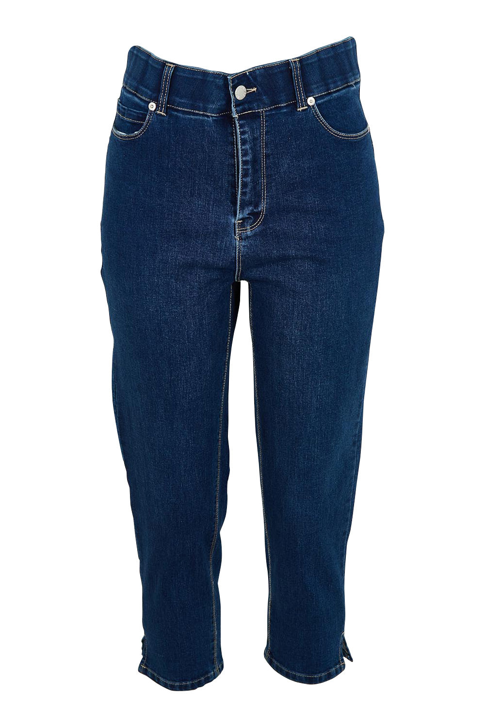Product shot of the Camila Crop Jeans in colour Midnight (Blue), from the front