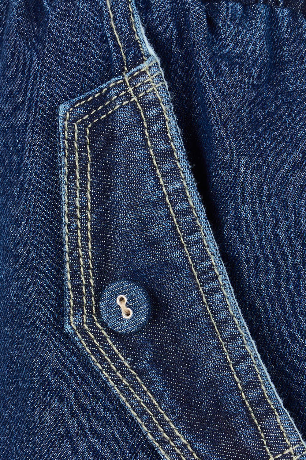 Product shot of the Desiree Cotton Denim Skirt in colour Bluewash (Blue), detail