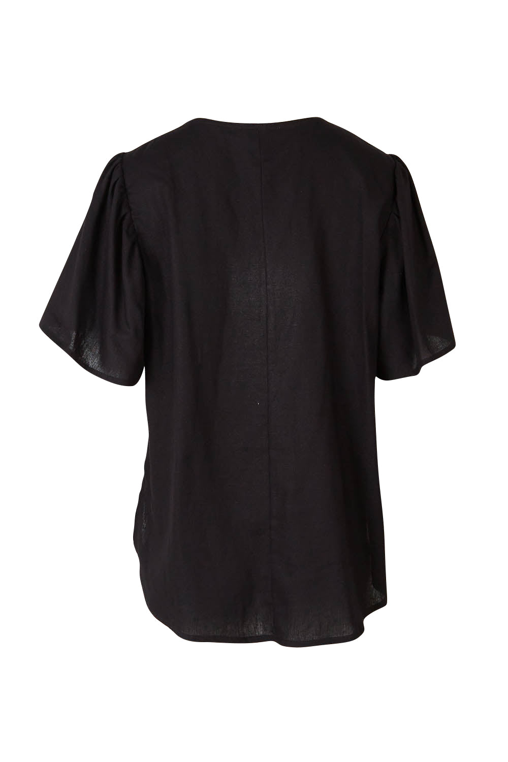 Product shot of the Marina Linen Blouse in colour Black (Black), from the back