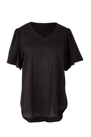 Product shot of the Marina Linen Blouse in colour Black (Black), from the front