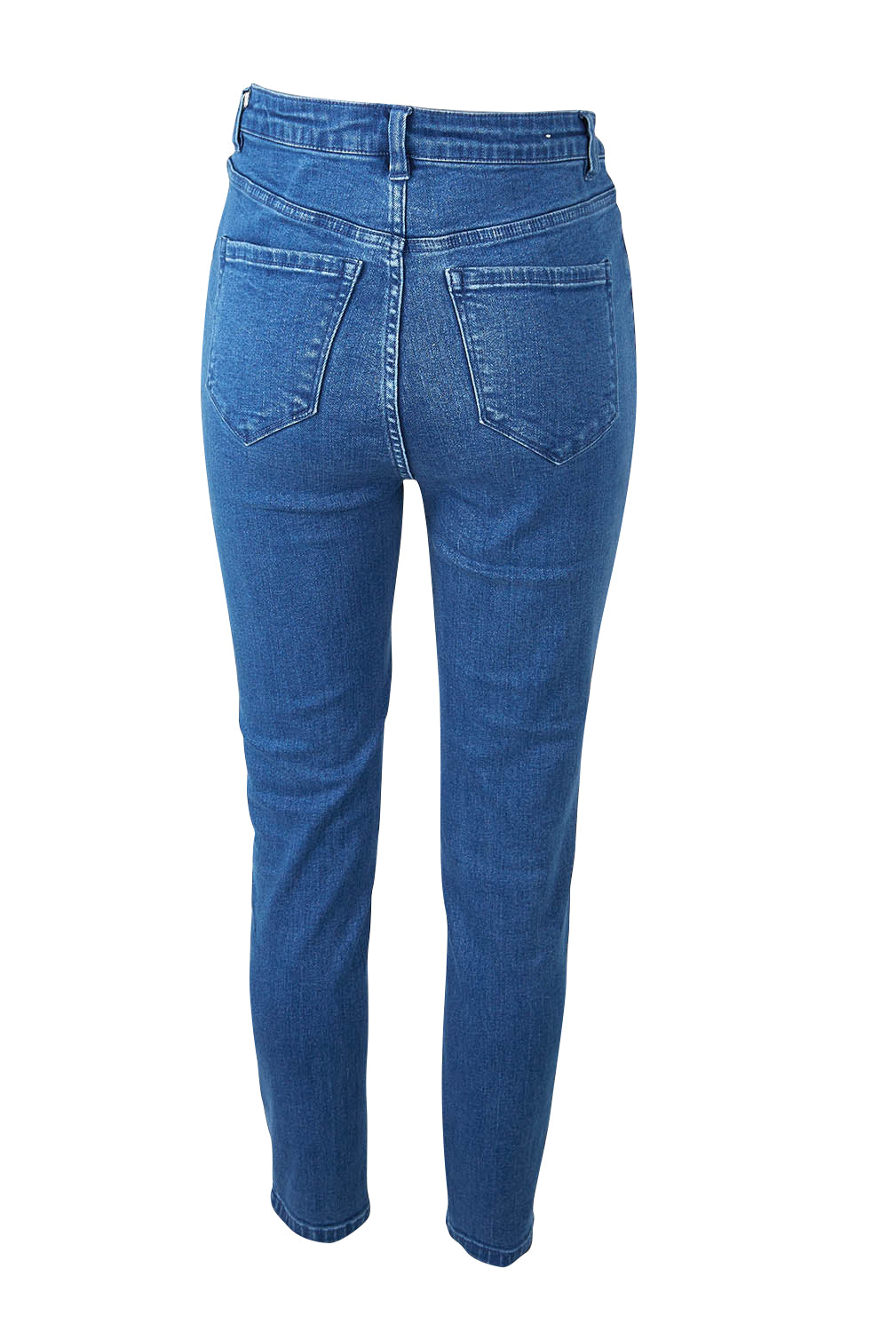Product shot of the Betty Essential Jean in colour Vintage (Blue), from the back