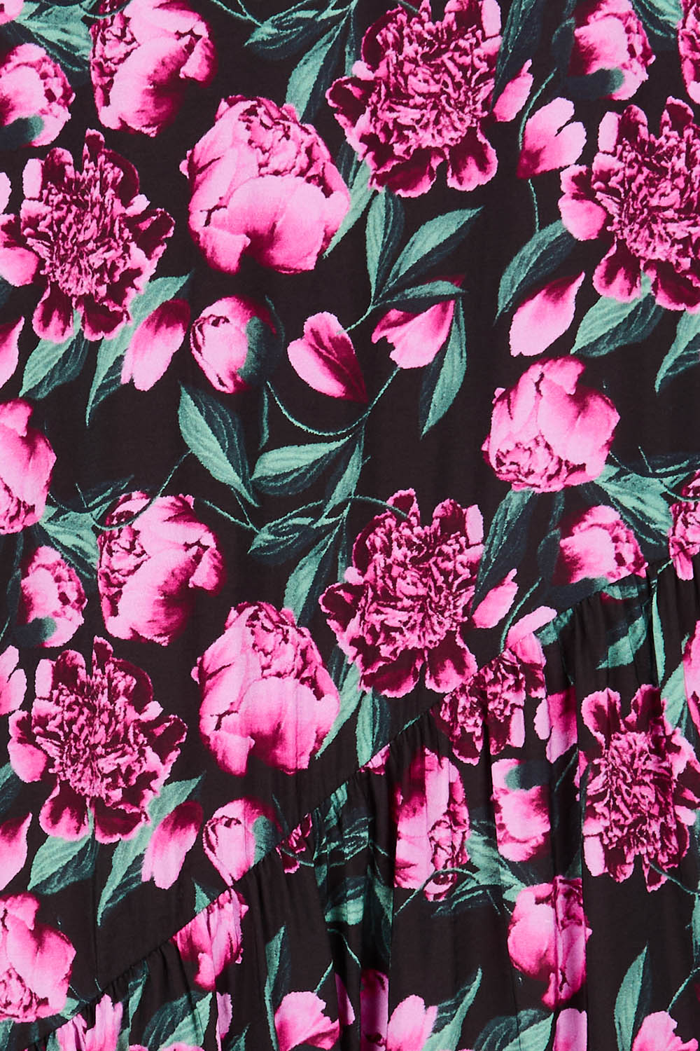 Product shot of the Tenley Tiered Dress in colour Floral (Pink), detail