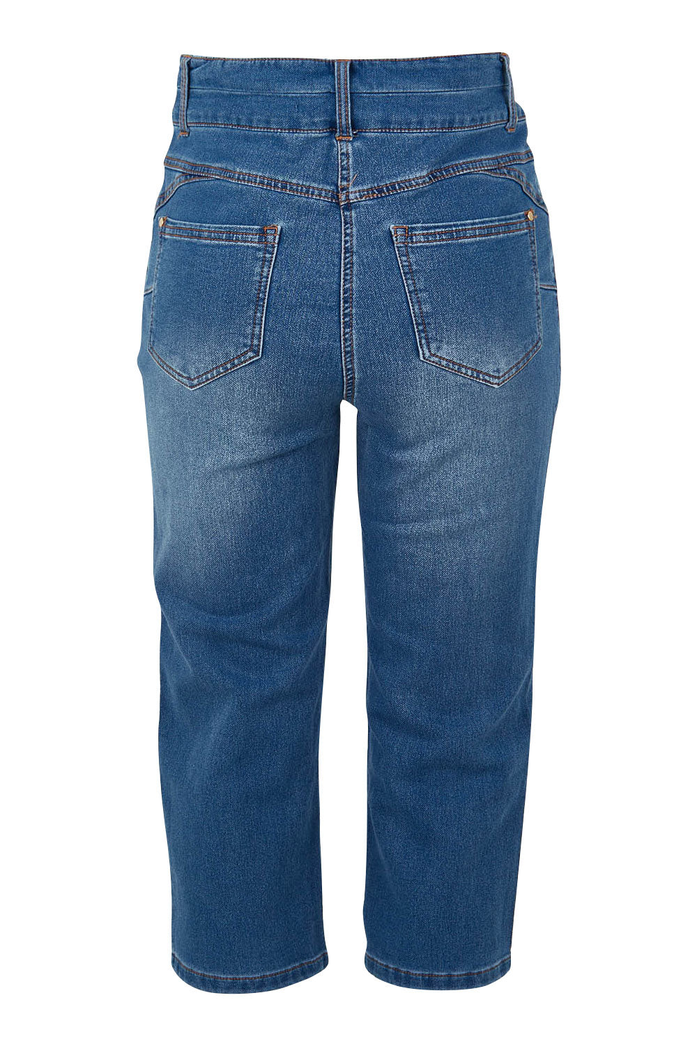Product shot of the Alessi Crop Jean in colour Trueblue (Blue), from the back