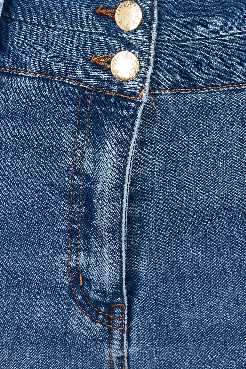 Product shot of the Alessi Crop Jean in colour Trueblue (Blue), detail