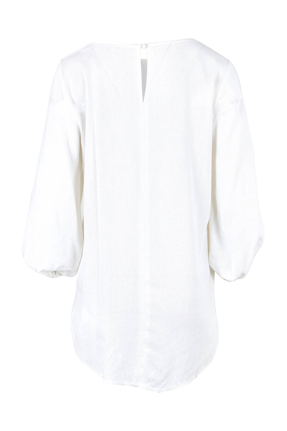 Product shot of the Elanora Linen Blend Blouse in colour White (White), from the back