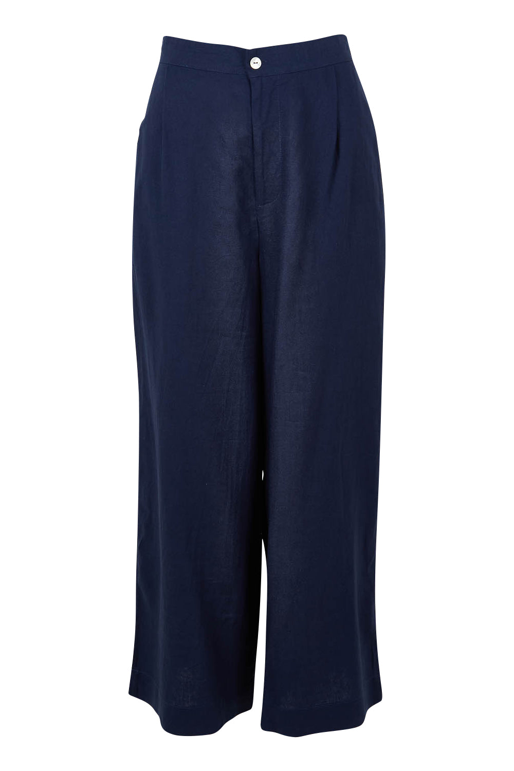 Product shot of the Aspen Linen Blend Palazzo Pant in colour Navy (Blue), from the front