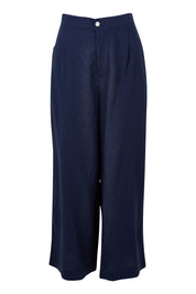 Product shot of the Aspen Linen Blend Palazzo Pant in colour Navy (Blue), from the front