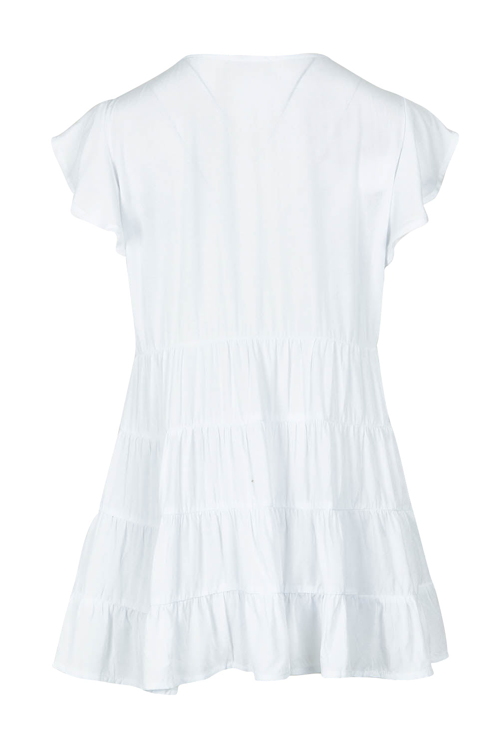 Product shot of the Danica Frill Top in colour White (White), from the back