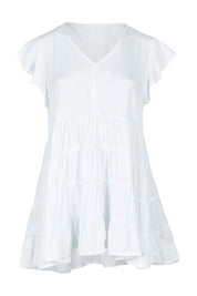 Product shot of the Danica Frill Top in colour White (White), from the front