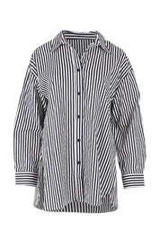 Product shot of the Claire Classic Cotton Shirt in colour Navystripe (Blue), from the front