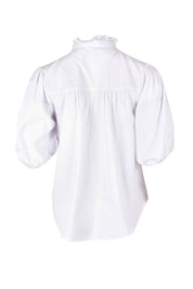 Product shot of the Avery Cotton Blouse in colour White (White), from the back