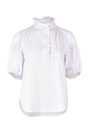 Product shot of the Avery Cotton Blouse in colour White (White), from the front