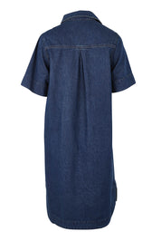 Product shot of the Dawson Denim Dress in colour Vintage (Blue), from the back