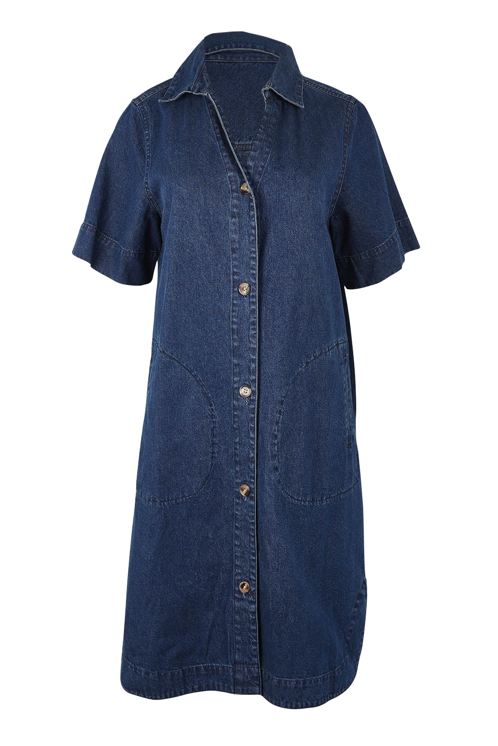 Product shot of the Dawson Denim Dress in colour Vintage (Blue), from the front