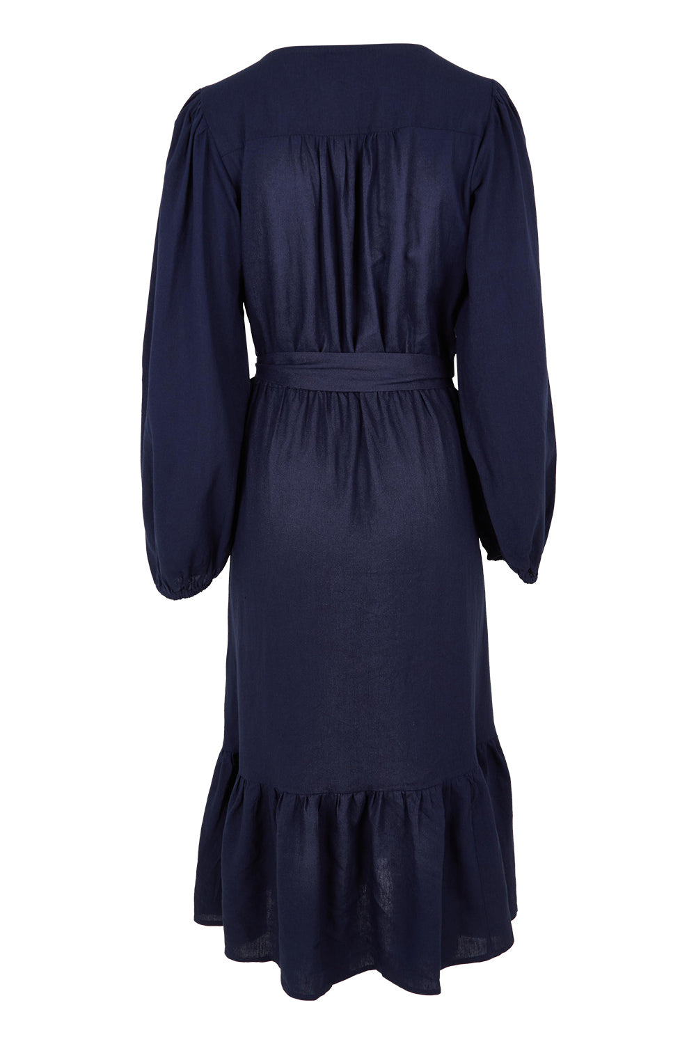 Product shot of the Melissa Dress in colour Darkblue (Blue), from the back