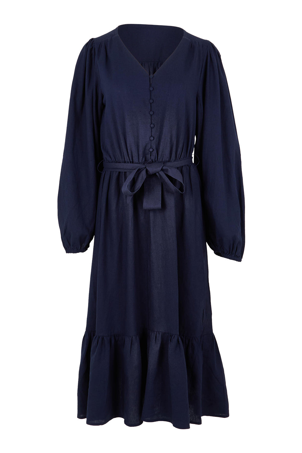 Product shot of the Melissa Dress in colour Darkblue (Blue), from the front