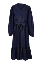 Product shot of the Melissa Dress in colour Darkblue (Blue), from the front