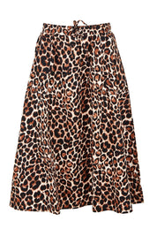 Product shot of the Sirah Cotton Skirt in colour Leopard, from the front