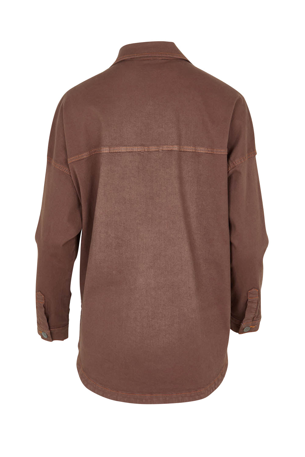 Product shot of the Cherry Denim Shirt in colour Coco, from the back