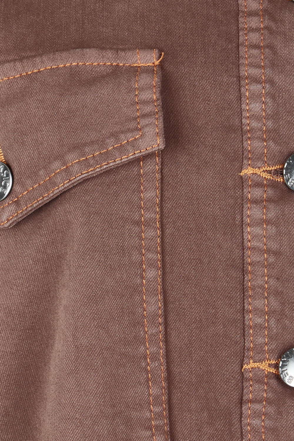 Product shot of the Cherry Denim Shirt in colour Coco, detail