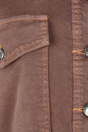 Product shot of the Cherry Denim Shirt in colour Coco, detail