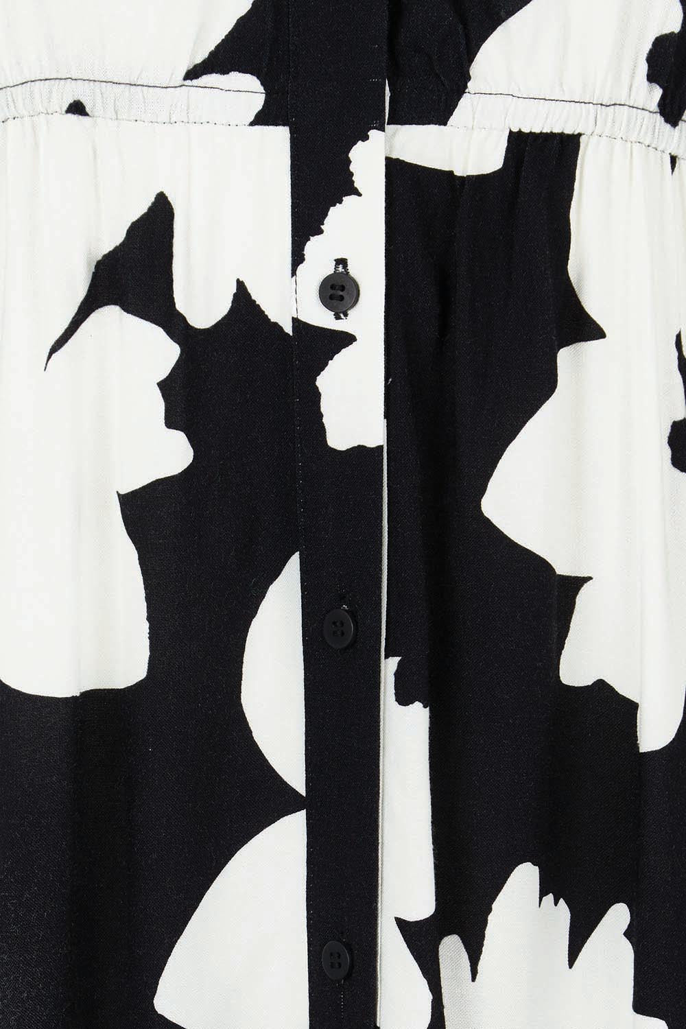 Product shot of the Aries Dress in colour Floral (Black), detail